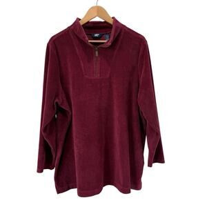 Lands End Womens Corduroy 1/4 Zip Pullover Sz 2X Stretch Comfy Camp Cabin Casual